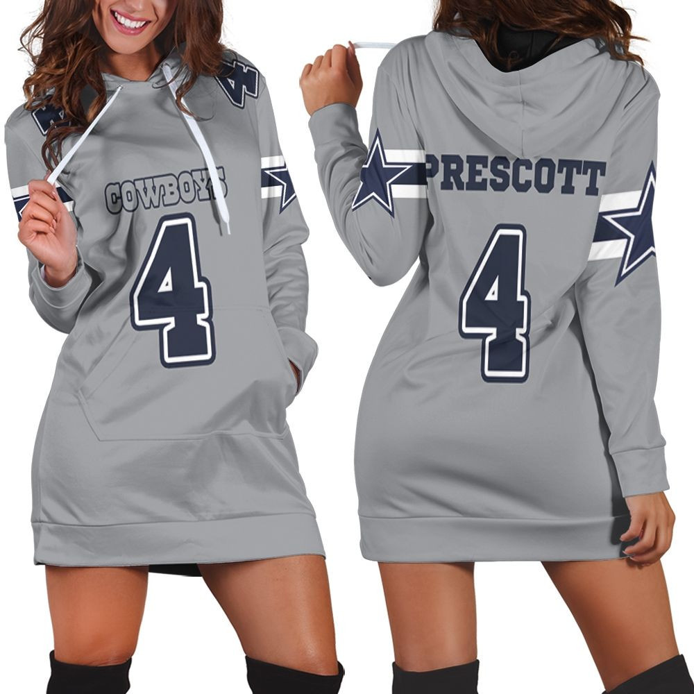 04 Dak Prescott Cowboys Jersey Inspired Style Hoodie Dress Sweater Dress Sweatshirt Dress