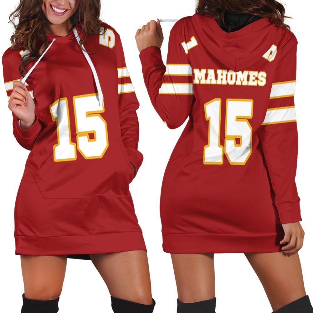 15 Partrick Mahomes Kannas City Jersey Inspired Style Hoodie Dress Sweater Dress Sweatshirt Dress