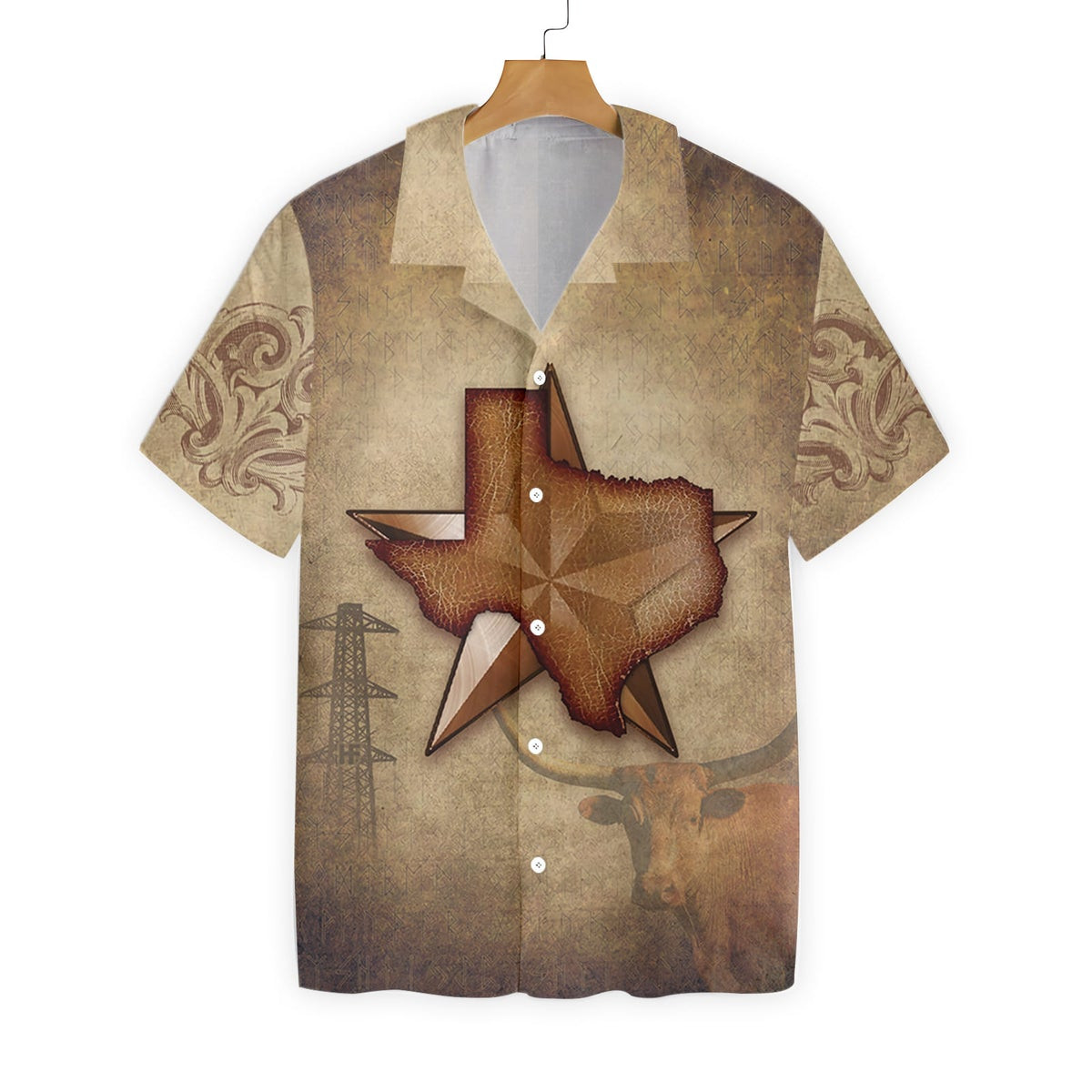 1845 The Lone Star State Texas Hawaiian Shirt For Men Vintage Texas Longhorn Shirt Proud Texas Shirt For Men