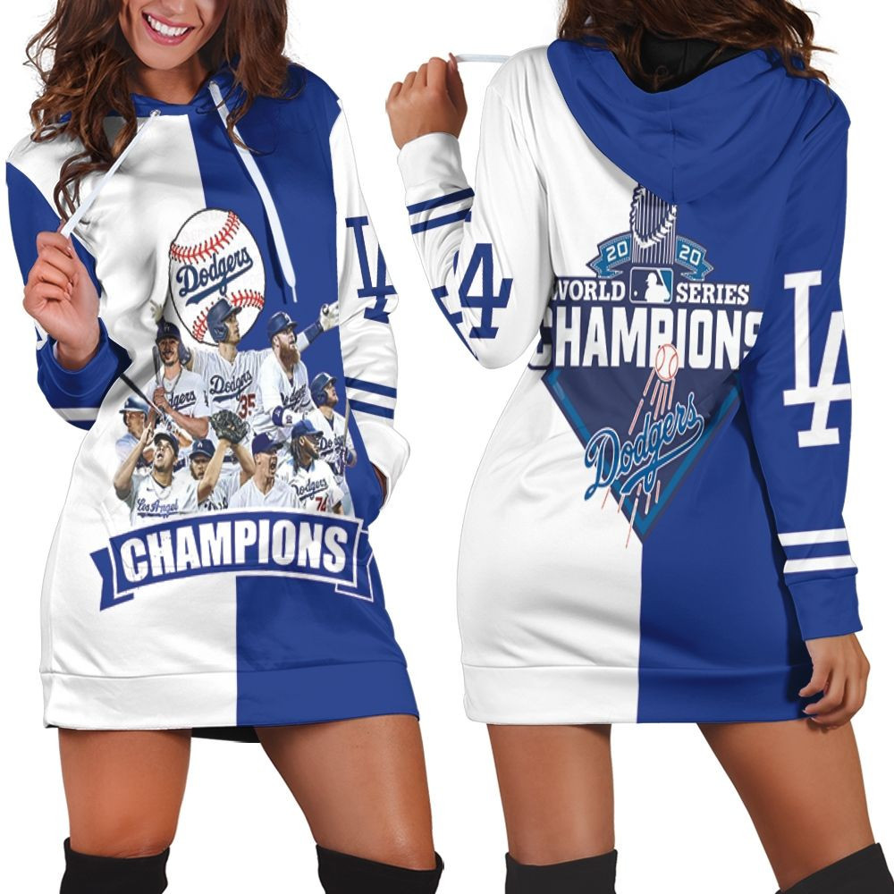 2020 World Series Champions Los Angeles Dodgers Hoodie Dress Sweater Dress Sweatshirt Dress