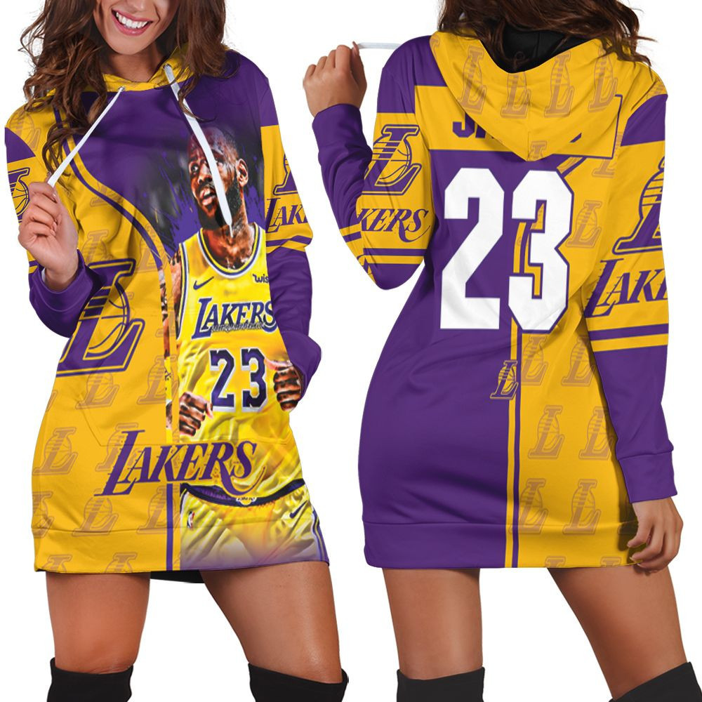 23 King James Los Angeles Lakers Nba Western Coference Hoodie Dress Sweater Dress Sweatshirt Dress