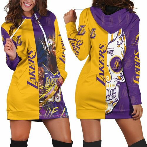 23 Lebron James Los Angeles Lakers Nba Western Conference Skull Logo Hoodie Dress Sweater Dress Sweatshirt Dress