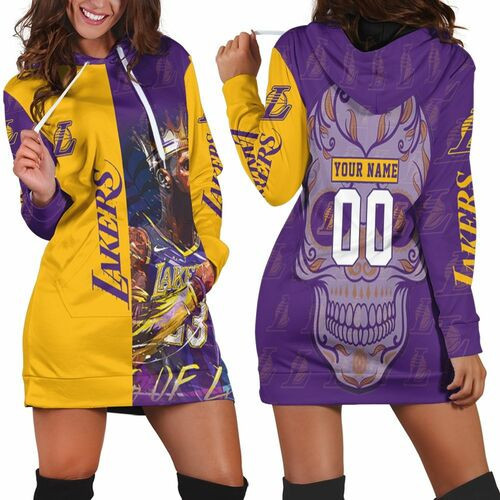 23 Lebron James Los Angeles Lakers Nba Western Conference Skull Logo Personalized Hoodie Dress Sweater Dress Sweatshirt Dress