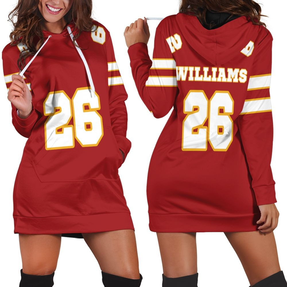 26 Damien Williams Kannas City Jersey Inspired Style Hoodie Dress Sweater Dress Sweatshirt Dress