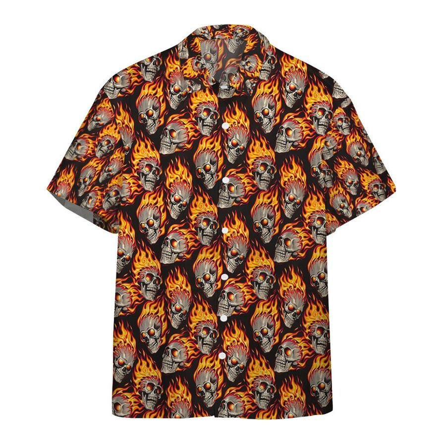3D AOP Hot Rod Flame With Skull Custom Hawaiian Shirt Summer Aloha Shirt