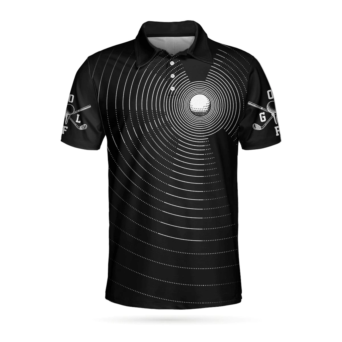 3D Effect Gold Ball And Golfer All Over Print Polo Shirt For Men Best Golf Shirts Short Sleeve Polo For Men