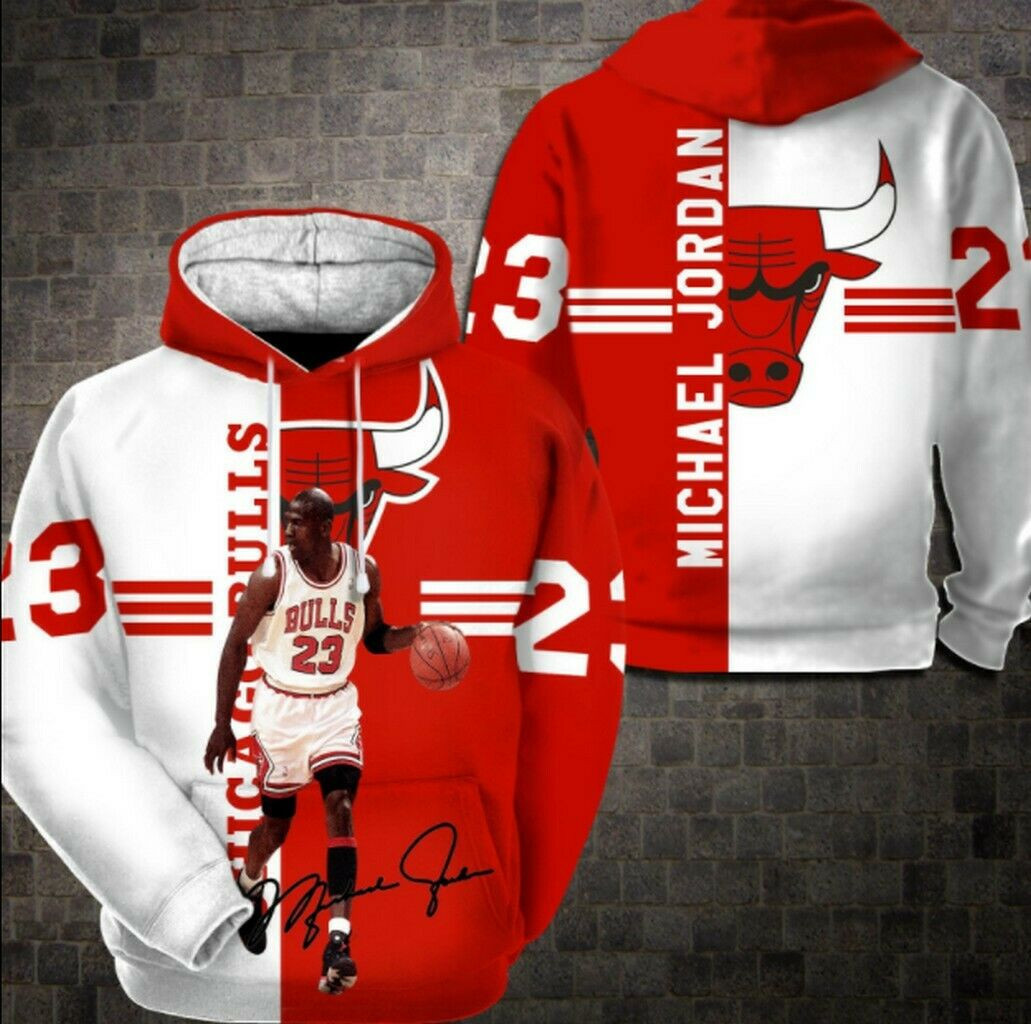 3D Hoodie Unisex Michael Jordan 23 Chicago Bulls All Over Prints Size S