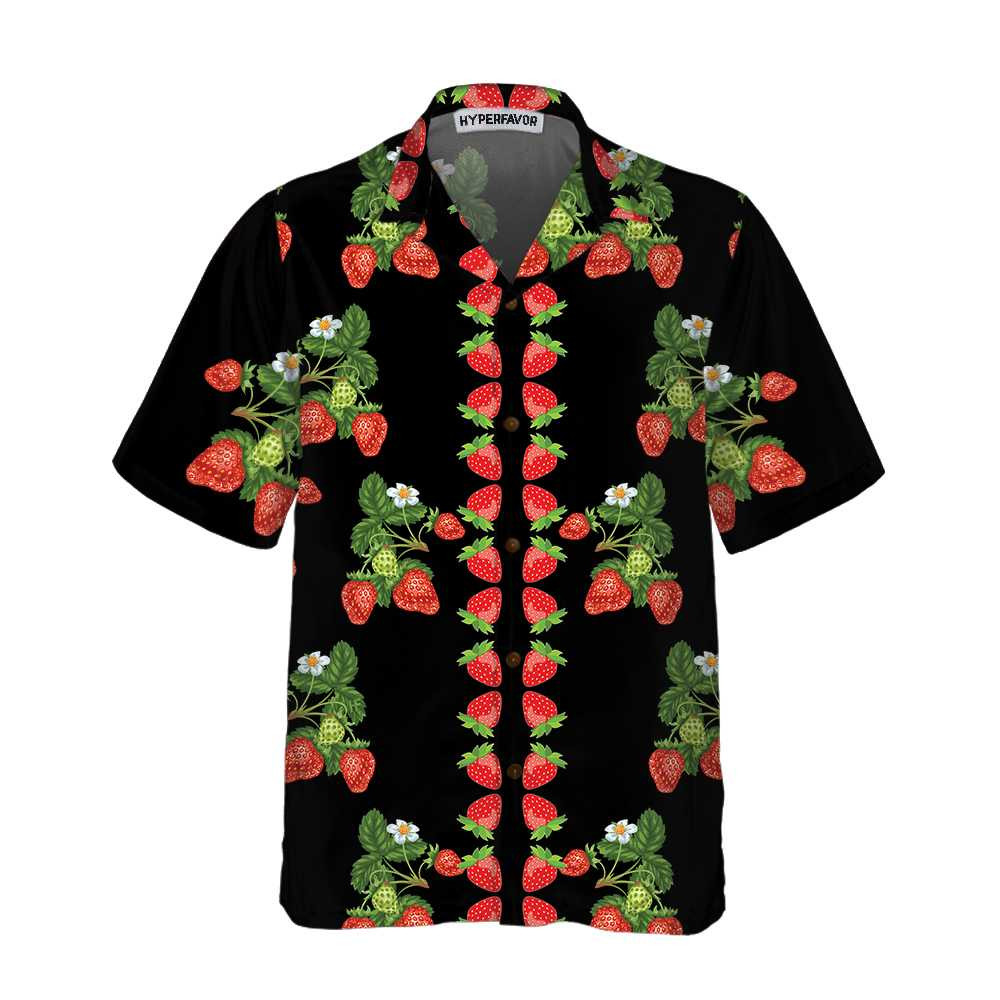 50s Style Strawberries Hawaiian Shirt Strawberry Shirt For Men  Women Strawberry Print Shirt