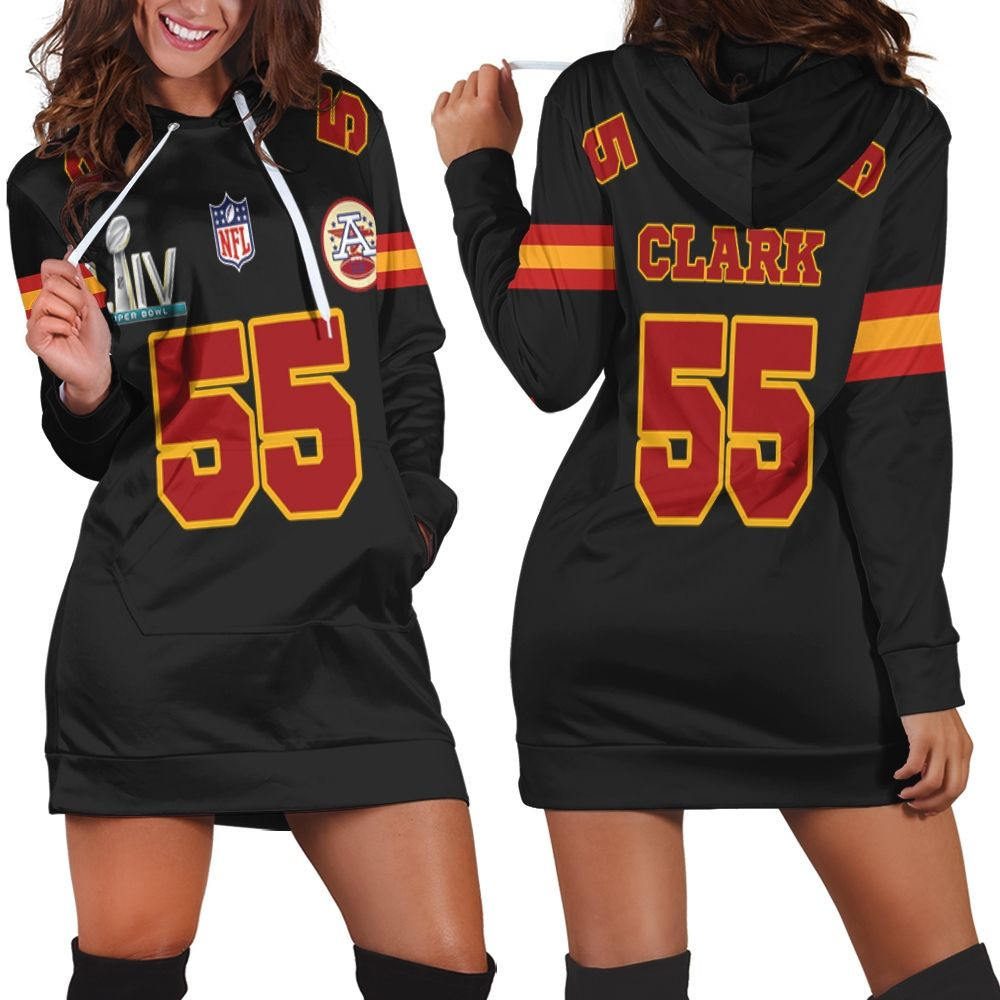 55 Frank Clark Kannas City 1 Jersey Inspired Style Hoodie Dress Sweater Dress Sweatshirt Dress