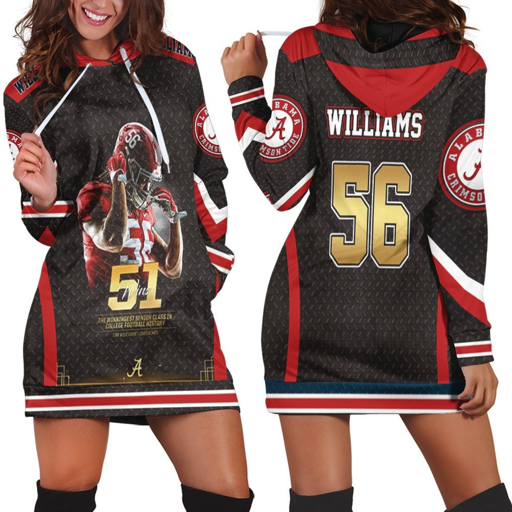 56 Alabama Crimson Tide Tim Williams 51 Wins Hoodie Dress Sweater Dress Sweatshirt Dress