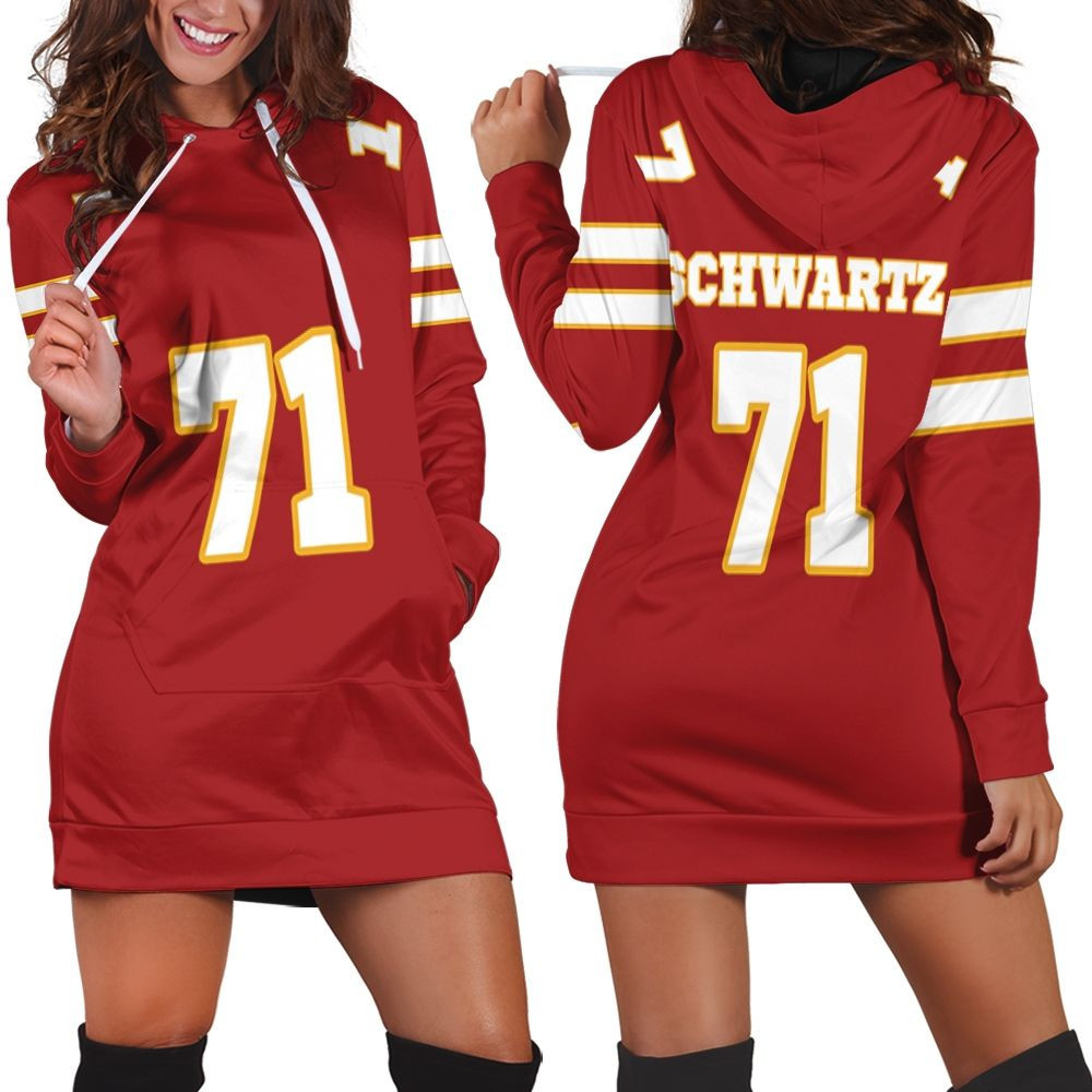 71 Mitchell Schwartz Kannas City Jersey Inspired Style Hoodie Dress Sweater Dress Sweatshirt Dress