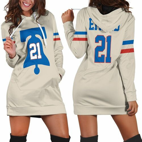 76ers Joel Embiid 2020-21 Earned Edition Cream Hoodie Dress Sweater Dress Sweatshirt Dress