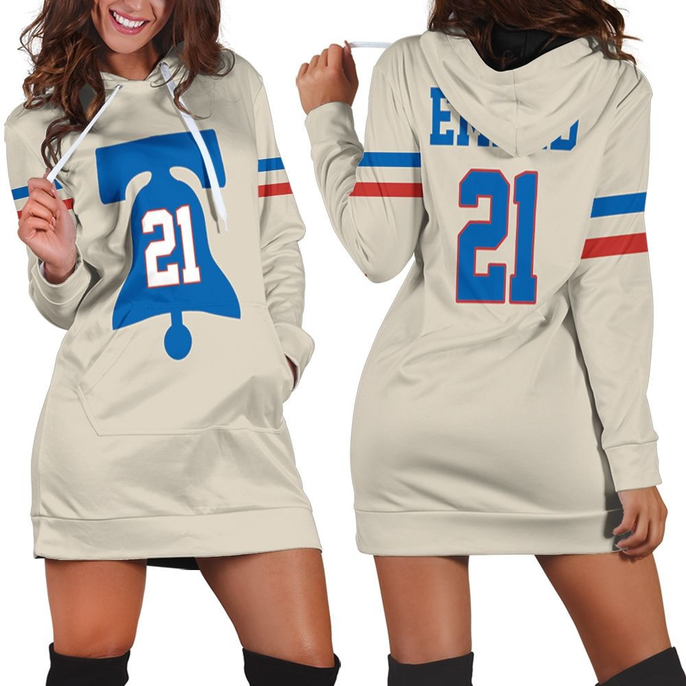 76ers Joel Embiid 2020-21 Earned Edition Cream Jersey Inspired Hoodie Dress Sweater Dress Sweatshirt Dress