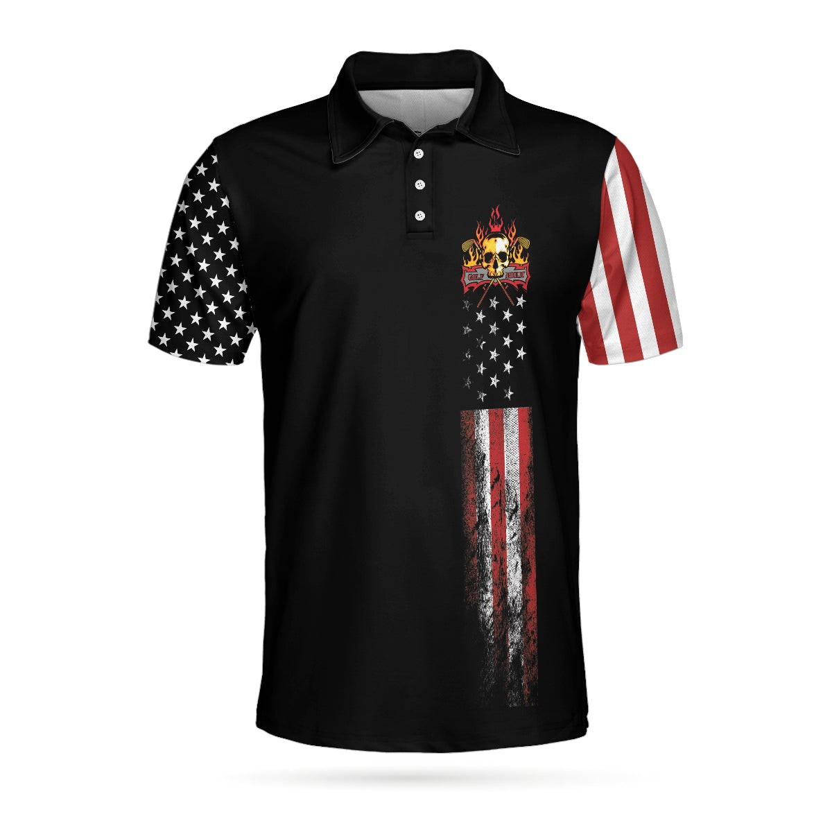 8-ball American Flag Short Sleeve Pattern Wet Paint Skull Golf Polo Shirt Dark Theme American Flag Polo Shirt Best Golf Shirt For Men