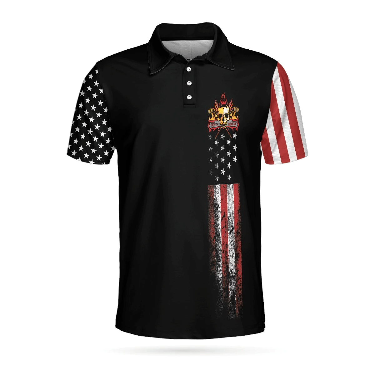 8-ball American Flag Short Sleeve Pattern Wet Paint Skull Golf Polo Shirt Dark Theme American Flag Polo Shirt Best Golf Shirts Short Sleeve Polo For Men