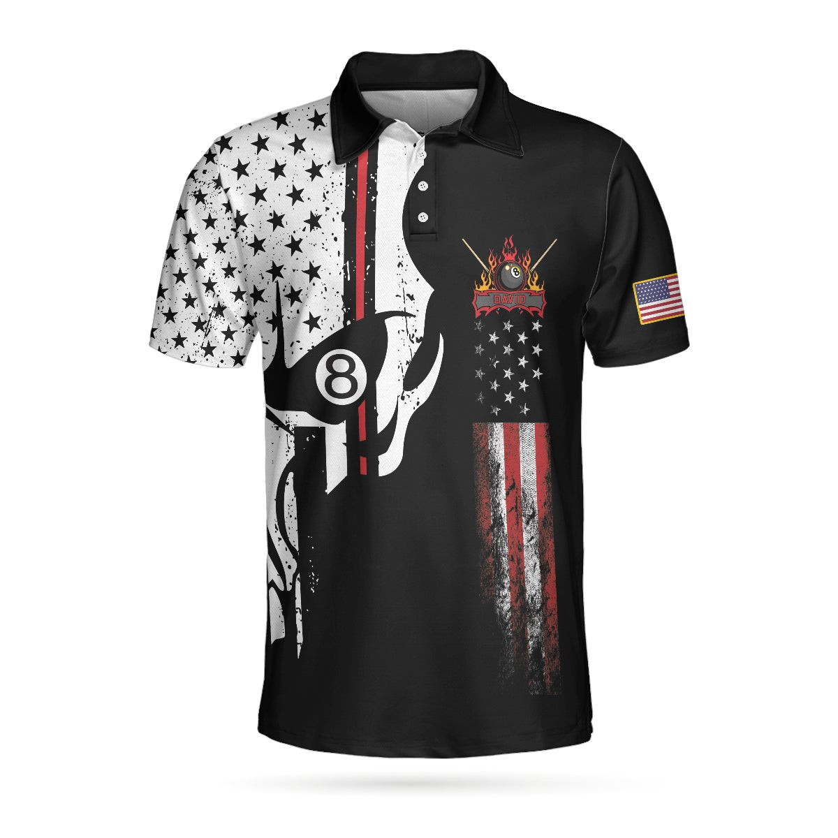 8-ball Mafia Skull Billiards Pool Custom Polo Shirt Billiards Polo Shirt For Men American Flag Golf Shirt