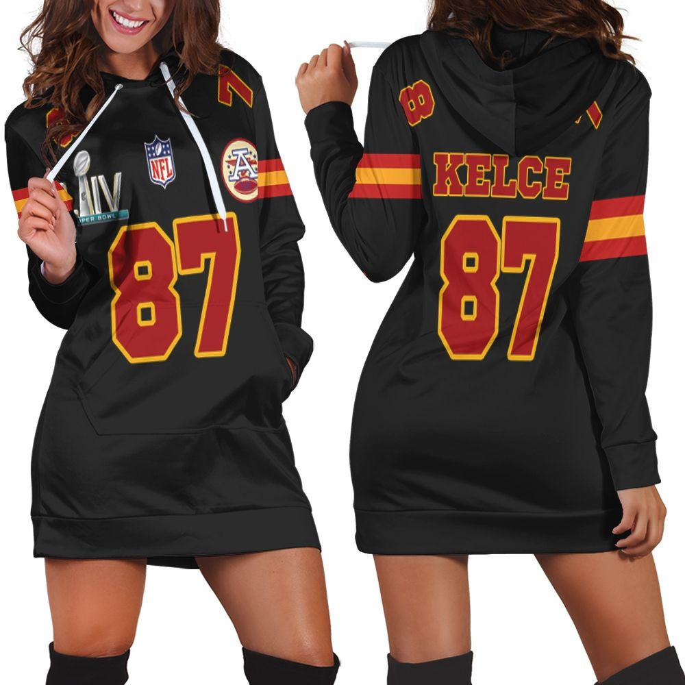 87 Travis Kelce Kannas City 1 Jersey Inspired Style Hoodie Dress Sweater Dress Sweatshirt Dress