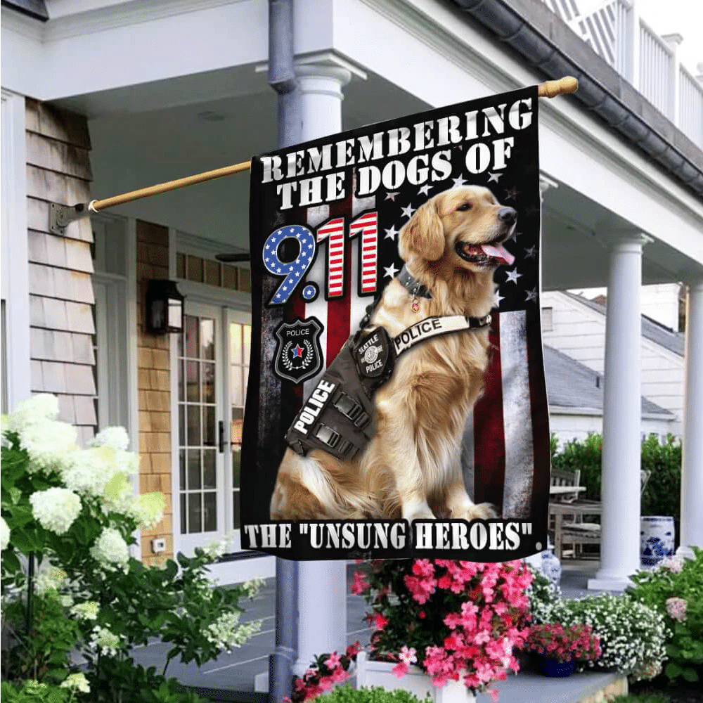 911 Flag Golden Retriver Rescue Dogs Patriot Day Garden Flag House Flag