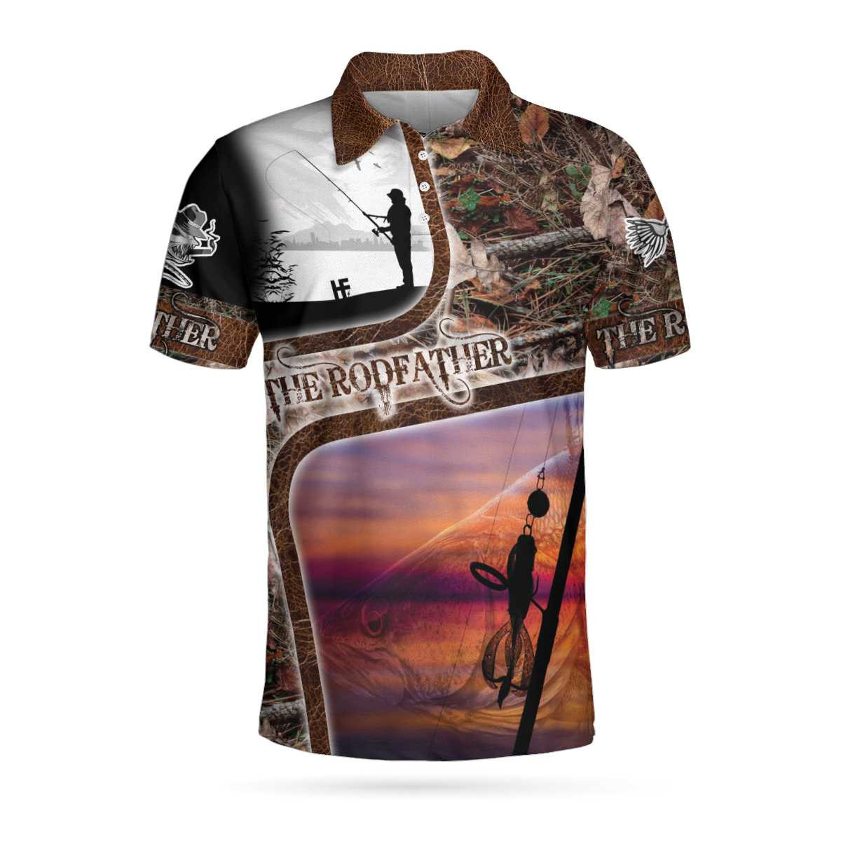 A Great Fisherman Isnt Born Great Print Polo Shirt The Rodfather Polo Shirt Best Fishing Shirt For Men