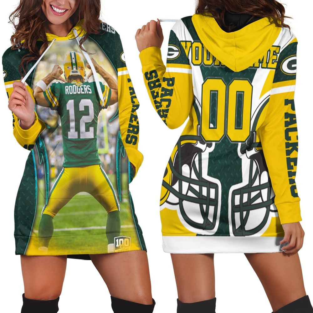 Aaron Charles Rodgers 12 Green Bay Packers Nfc North Champions Super Bowl 2021 Personalized Hoodie Dress Sweater Dress Sweatshirt Dress