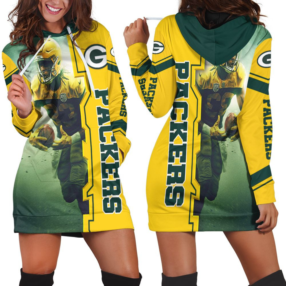 Aaron Jones 23 Green Bay Packers 3d Hoodie Dress Sweater Dress Sweatshirt Dress
