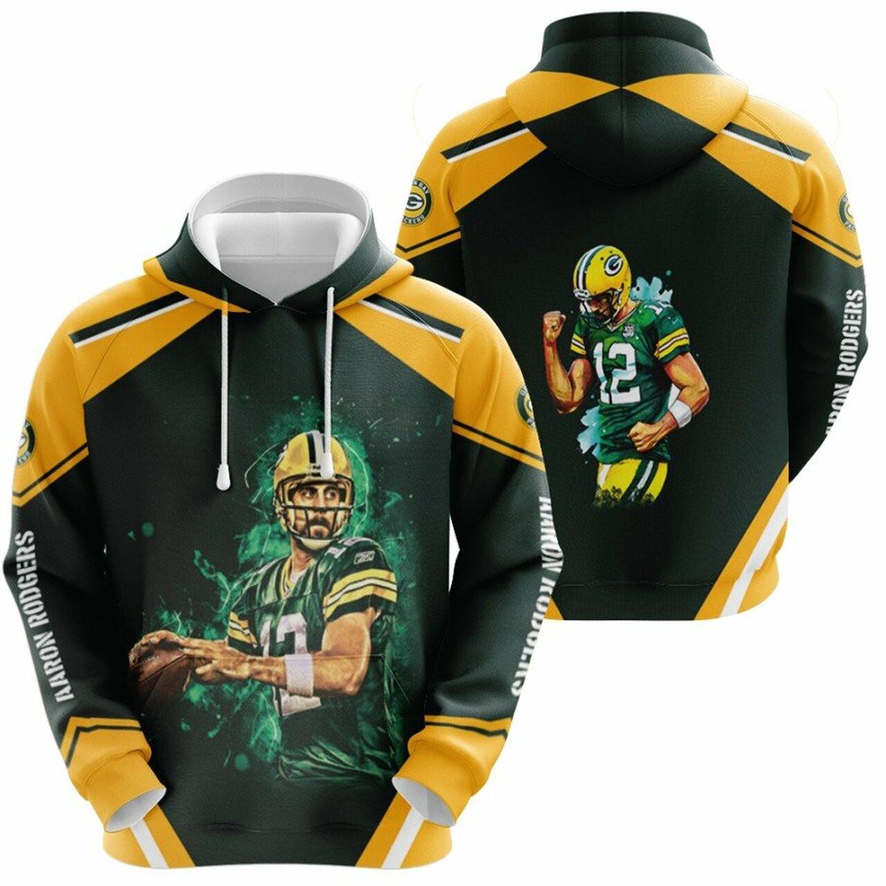 Aaron Rodgers Green Bay Packers Nfl The Best Running Score Player 3d Designed Allover Gift For Rodgers Fans Packers Fans Hoodie