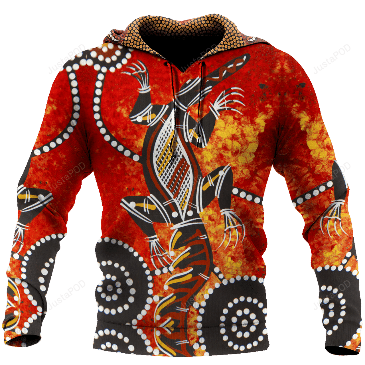 Aboriginal Art Lizard Dot Art Circles 3d All Over Print Hoodie