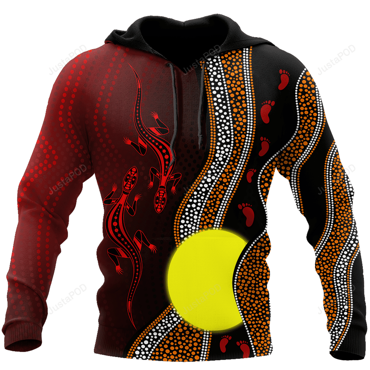 Aboriginal Dot Art Sun And Lizard 3d All Over Print Hoodie