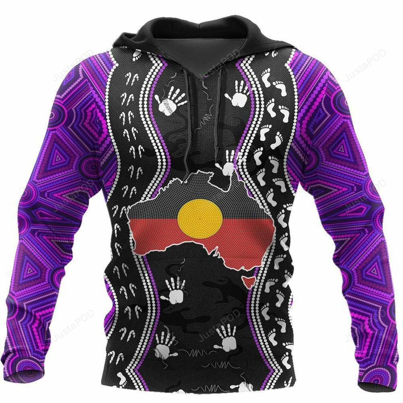 Aboriginal Flag Handprint Footprint 3d All Over Print Hoodie