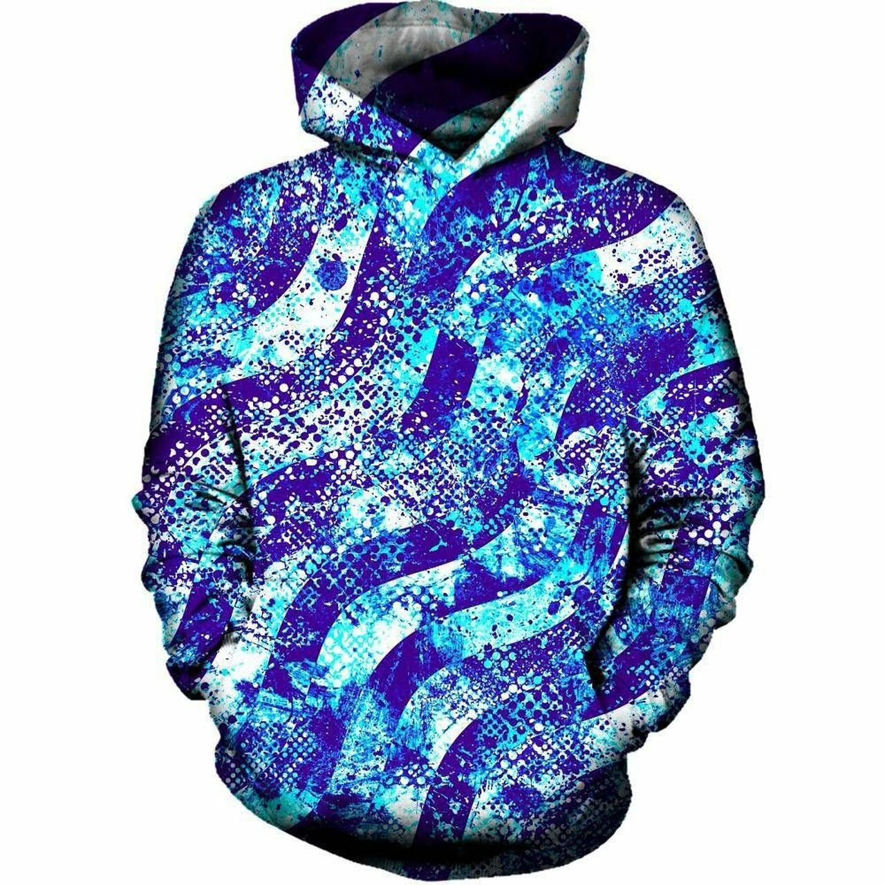 Abstract Blue Waves 3d All Over Printed Hoodie