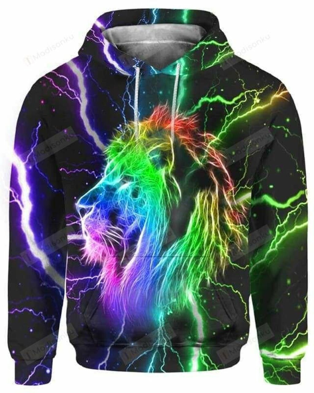 Abstract Colored Glow Lion For Unisex 3d All Over Print Hoodie