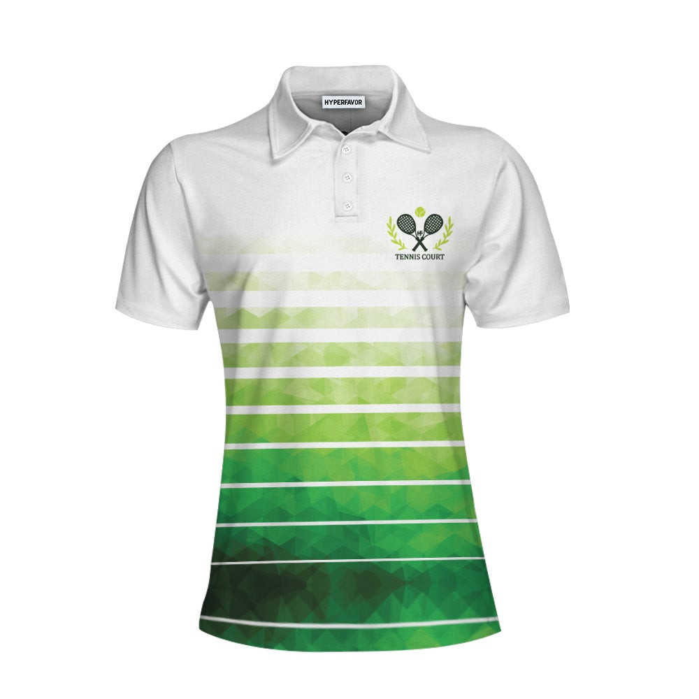 Abstract Green Geometric Tennis Short Sleeve Women Polo Shirt