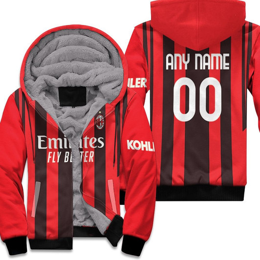 Ac Milan Football Team Home Jersey Style 3D Allover Custom Name Number Gift For Ac Milan Fans Fleece Hoodie