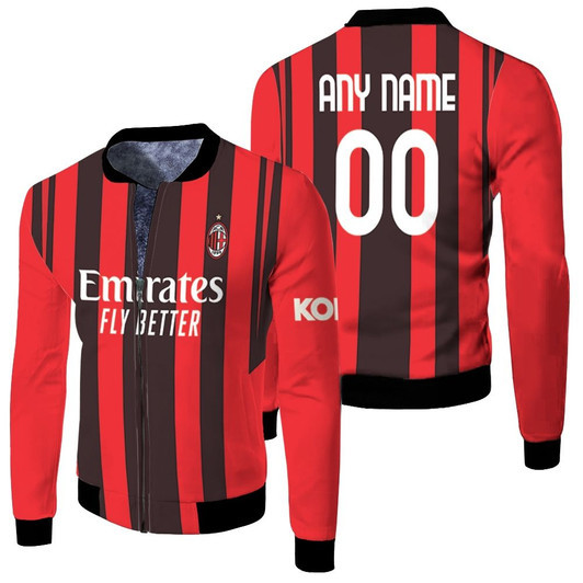 Ac Milan Football Team Home Jersey Style Fleece Bomber Jacket