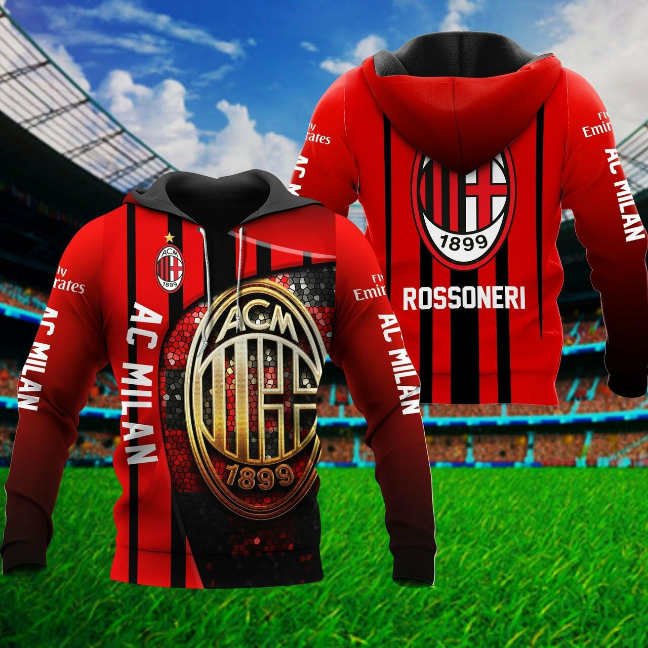 Ac Milan Rossoneri 3d All Over Print Hoodie