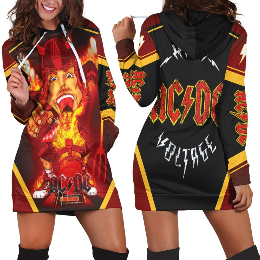 Acdc Angus Young Devil Flaming Train Hoodie Dress Sweater Dress Sweatshirt Dress