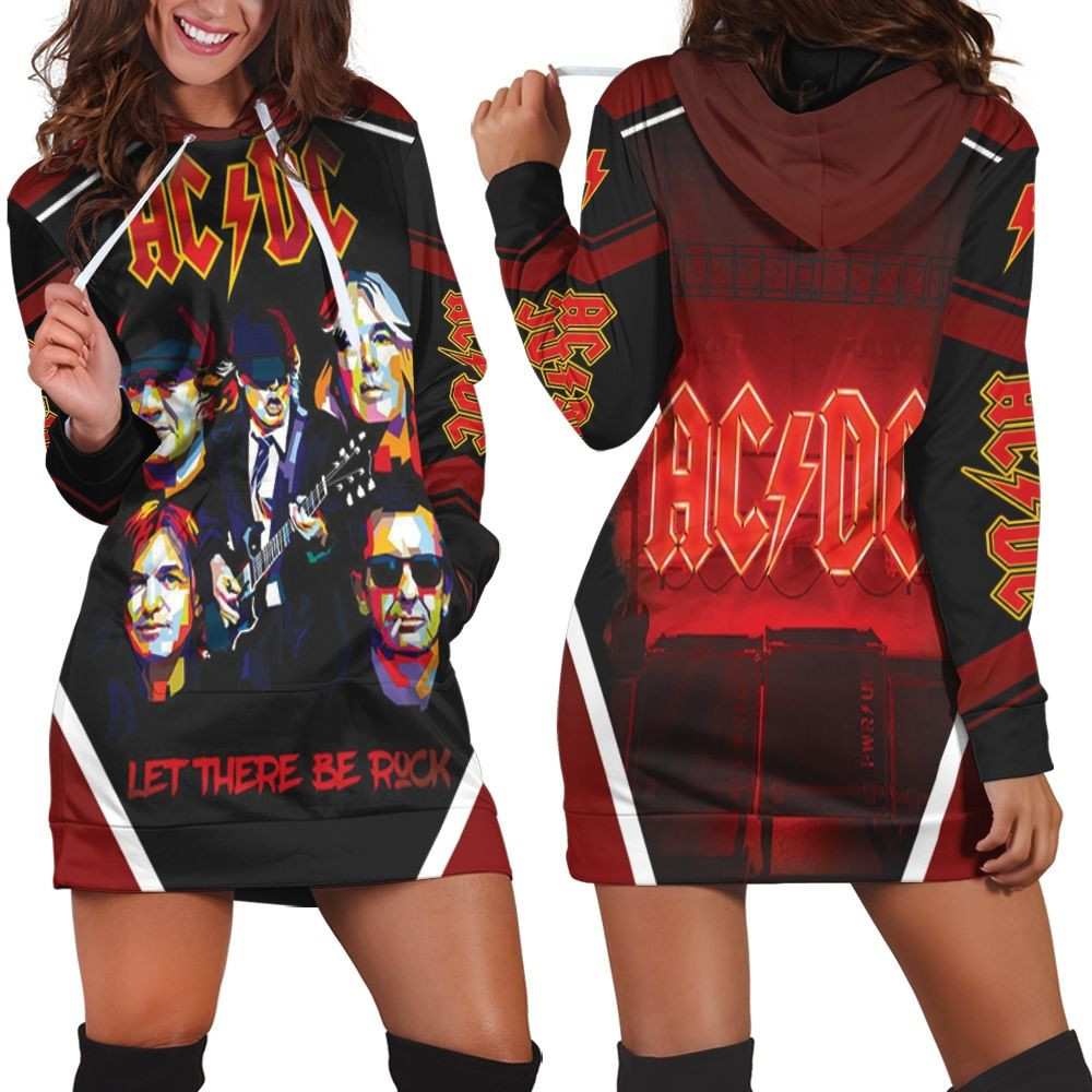 Acdc Angus Young Let There Be Rock Popart Hoodie Dress Sweater Dress Sweatshirt Dress