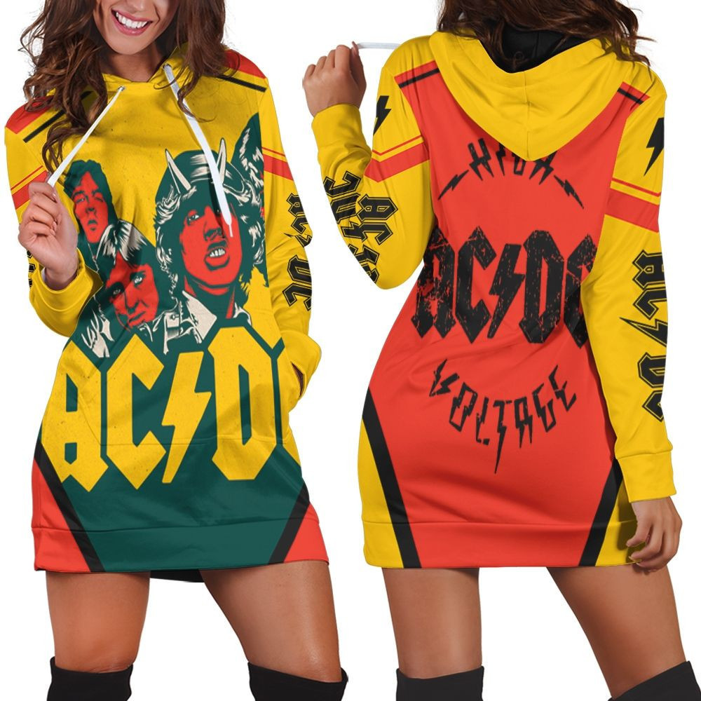 Acdc Demon Red Yellow Hoodie Dress Sweater Dress Sweatshirt Dress