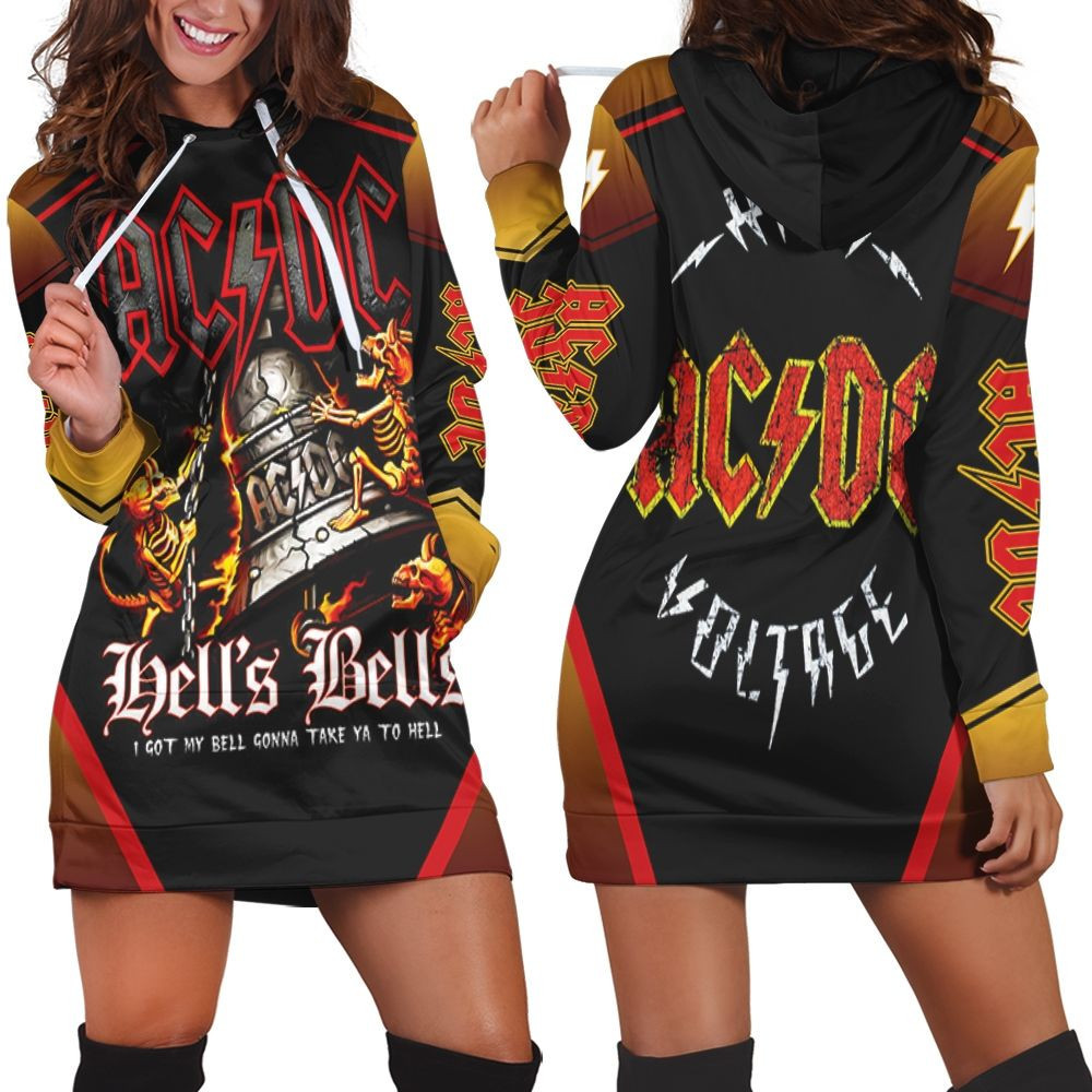 Acdc Hell Bell Devil Skull Hoodie Dress Sweater Dress Sweatshirt Dress