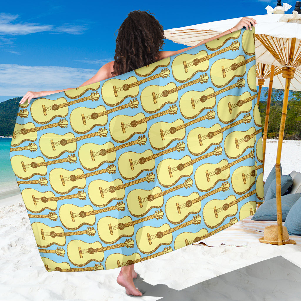 Acoustic Guitar Pattern Print Sarong Cover Up Acoustic Guitar Pareo Wrap Skirt Dress
