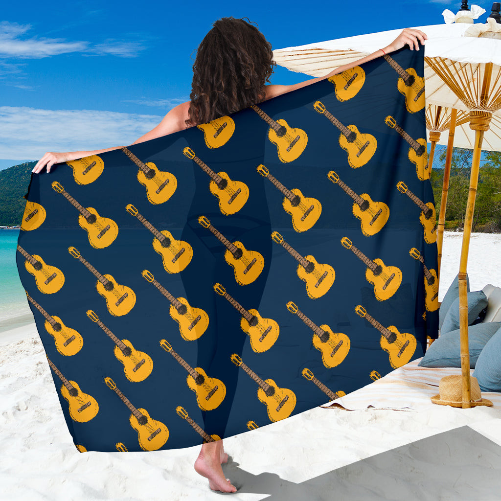 Acoustic Guitar Pattern Print Sarong Cover Up Acoustic Guitar Pareo Wrap Skirt Dress