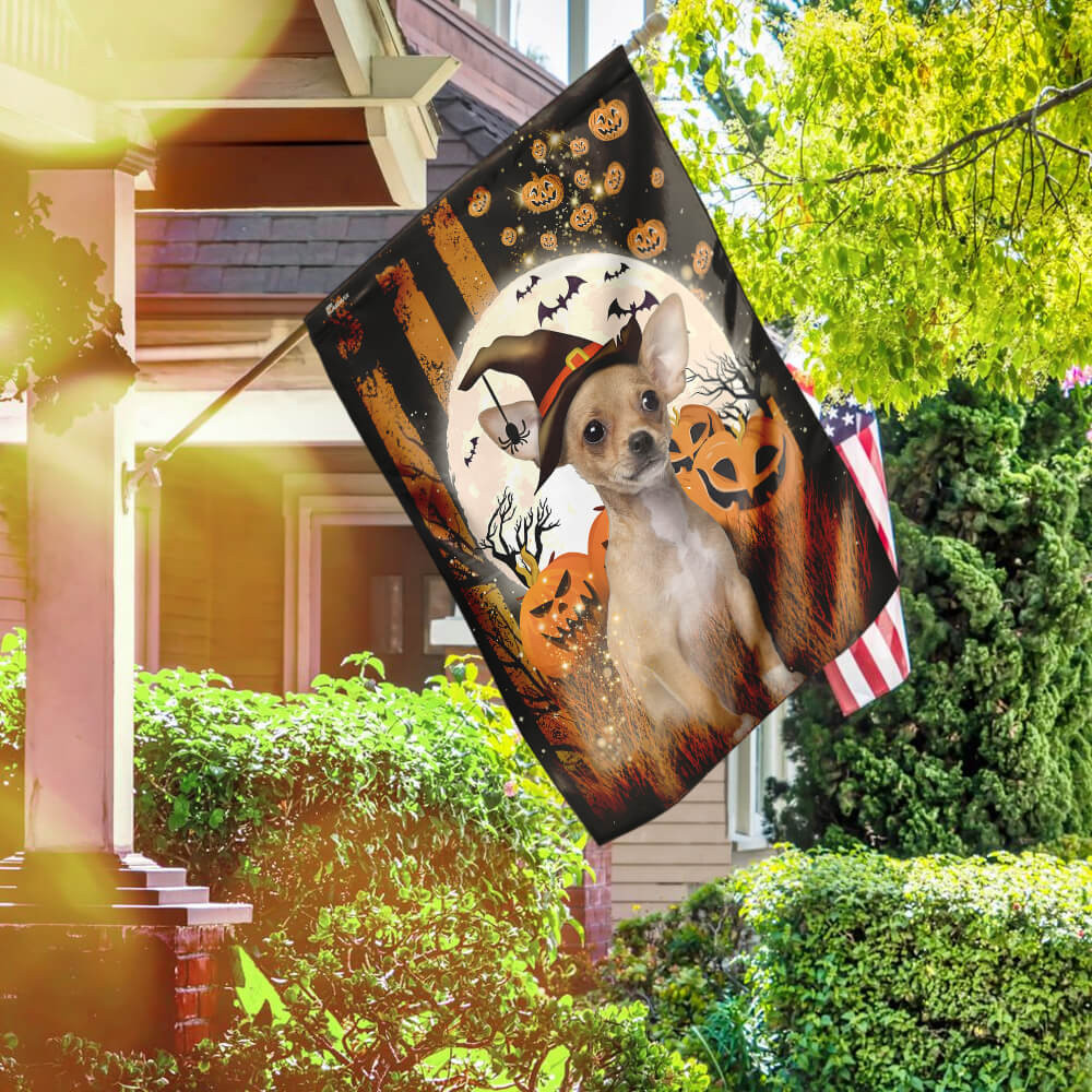 Adorable Chihuahua Halloween Flag Happy Halloween With Chihuahua Flag Halloween Outdoor Decor