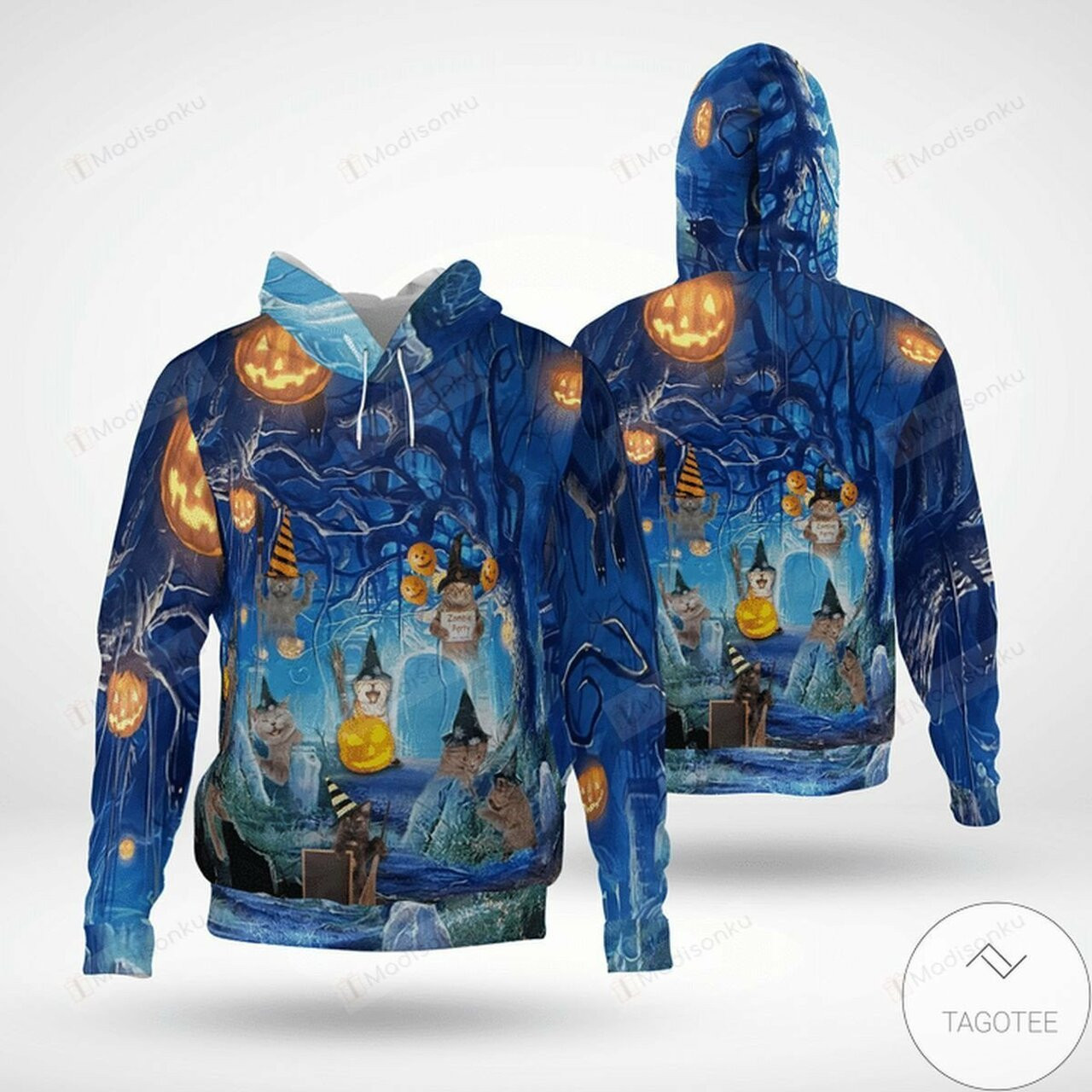 Adorable Halloween Party Cat 3d All Over Print Hoodie