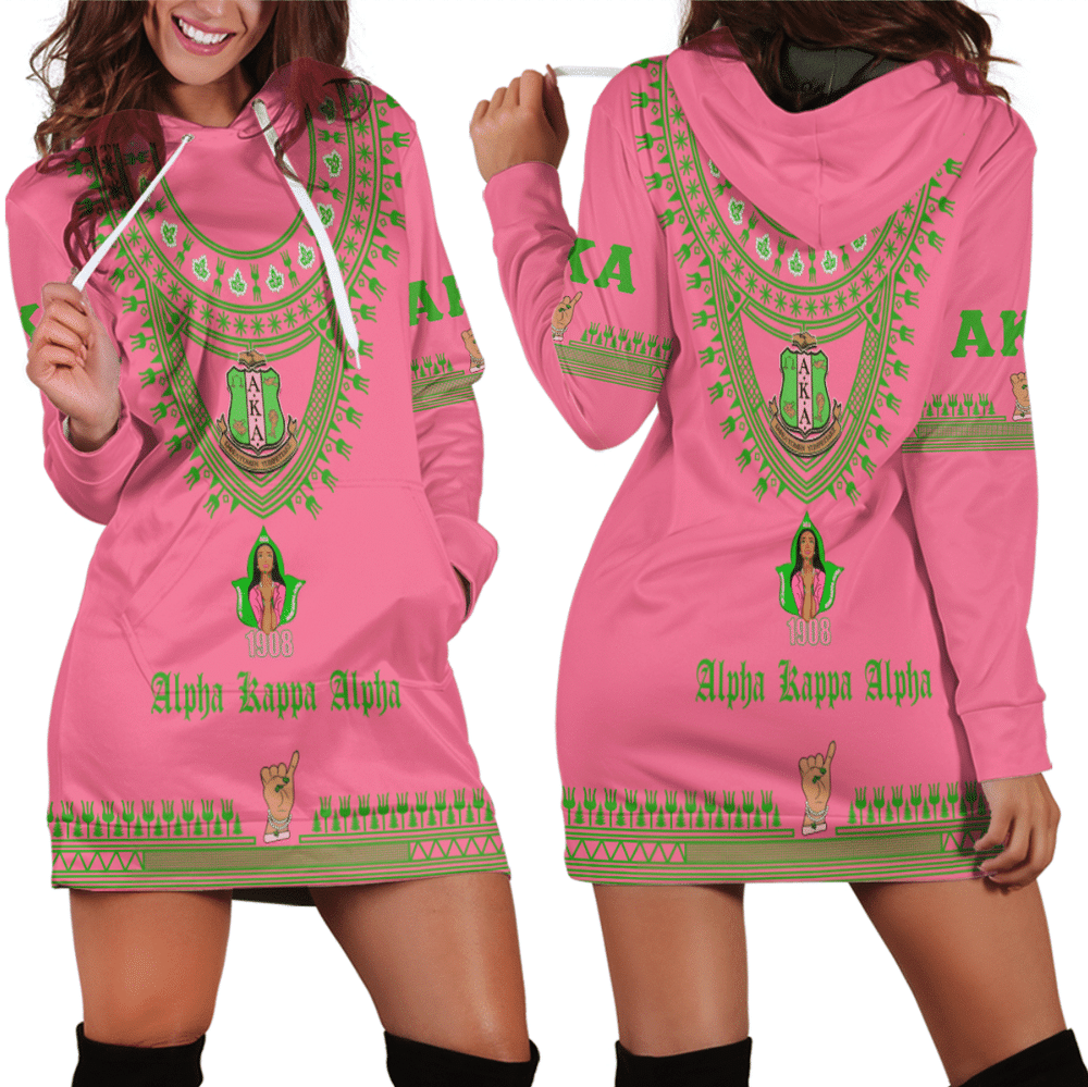 Africa Zone Clothing AKA Sorority Dashiki Hoodie Dress For Women