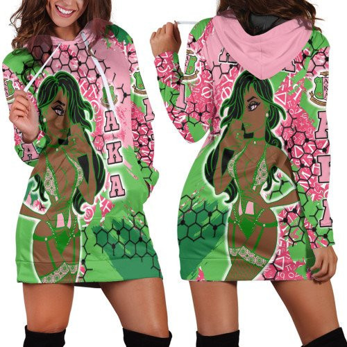 Africa Zone Clothing AKA Sorority Special Girl Hoodie Dress For Women