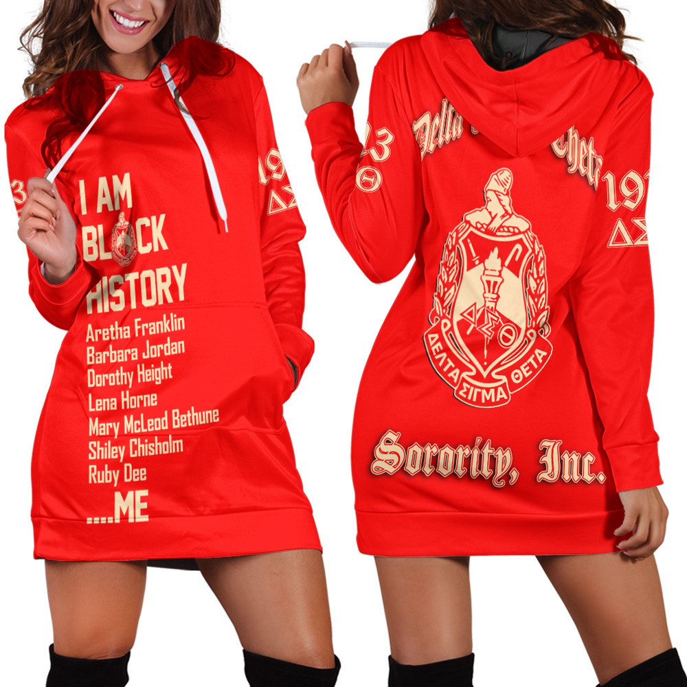 Africa Zone Clothing Delta Sigma Theta Black History Hoodie Dress For Women