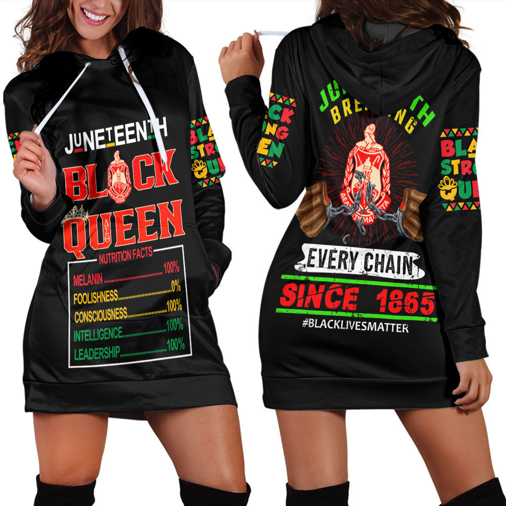 Africa Zone Clothing Delta Sigma Theta Nutrition Facts Juneteenth Hoodie Dress For Women