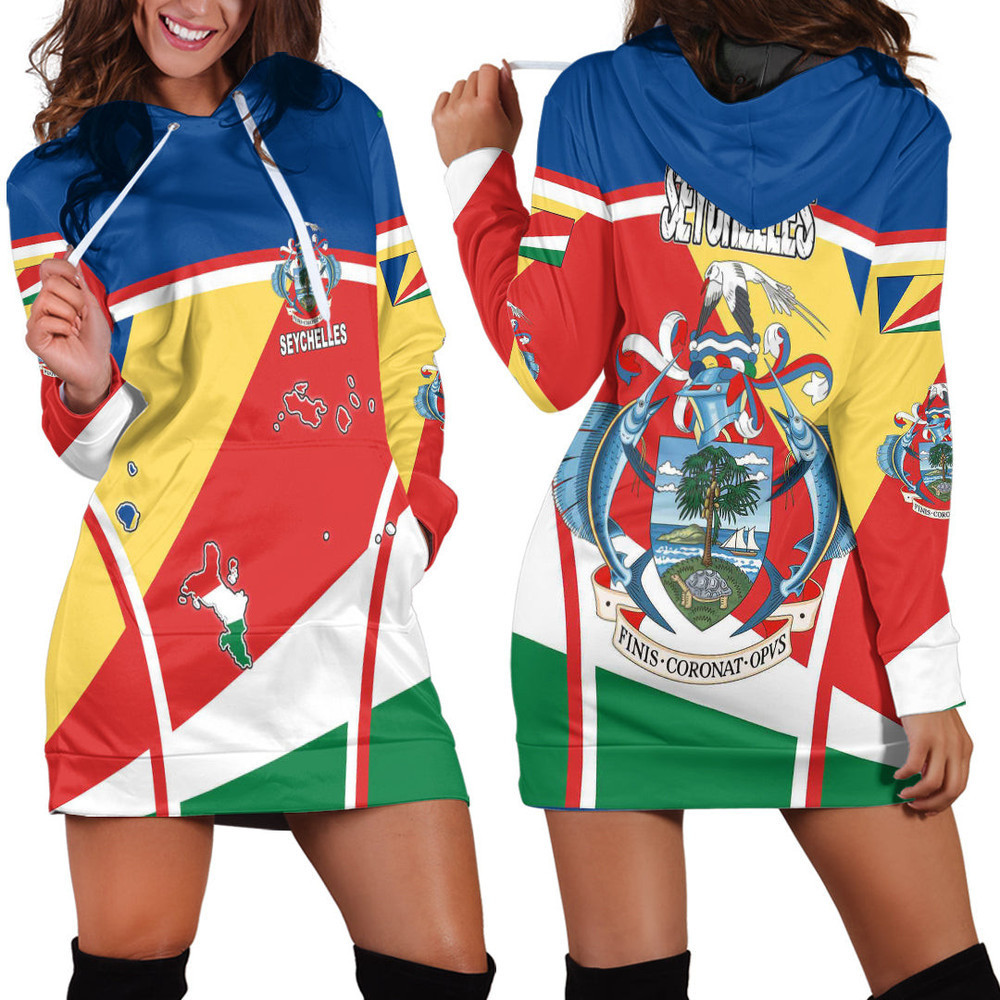 Africa Zone Clothing Seychelles Active Flag Hoodie Dress For Women