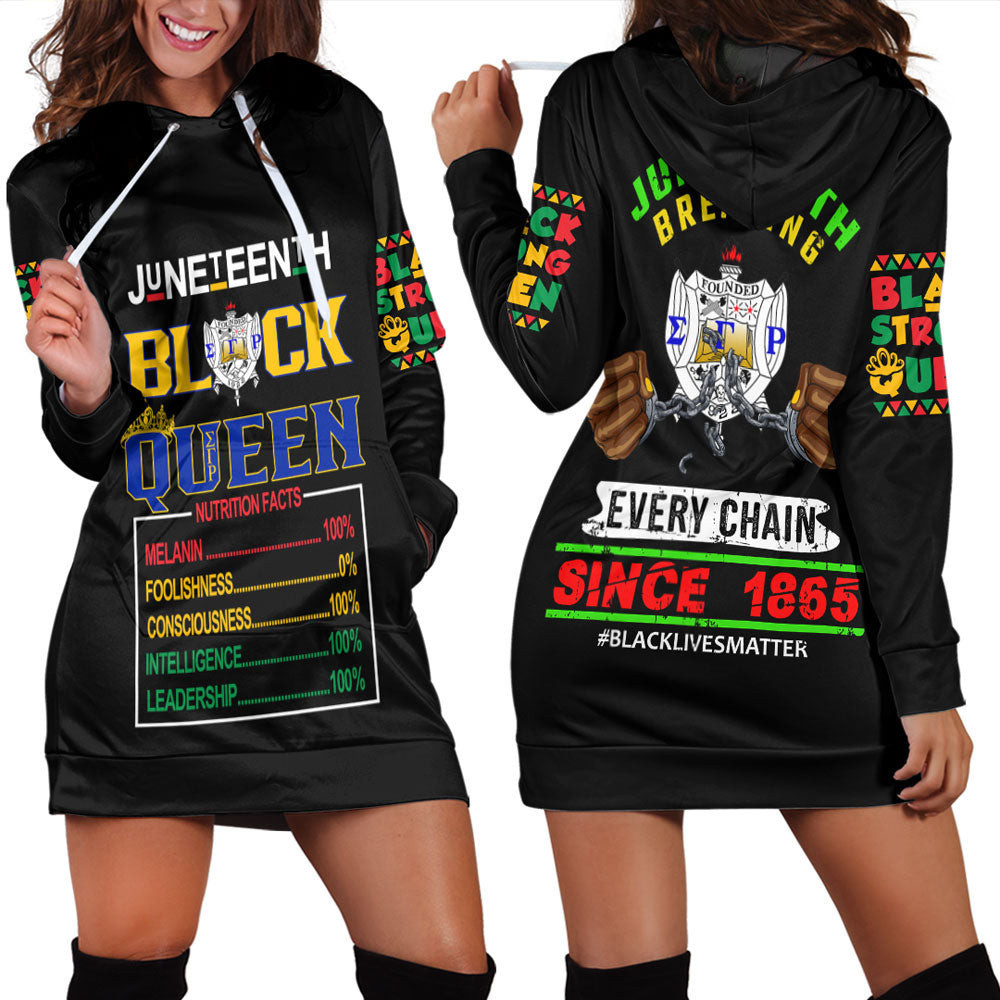 Africa Zone Clothing Sigma Gamma Rho Nutrition Facts Juneteenth Hoodie Dress For Women