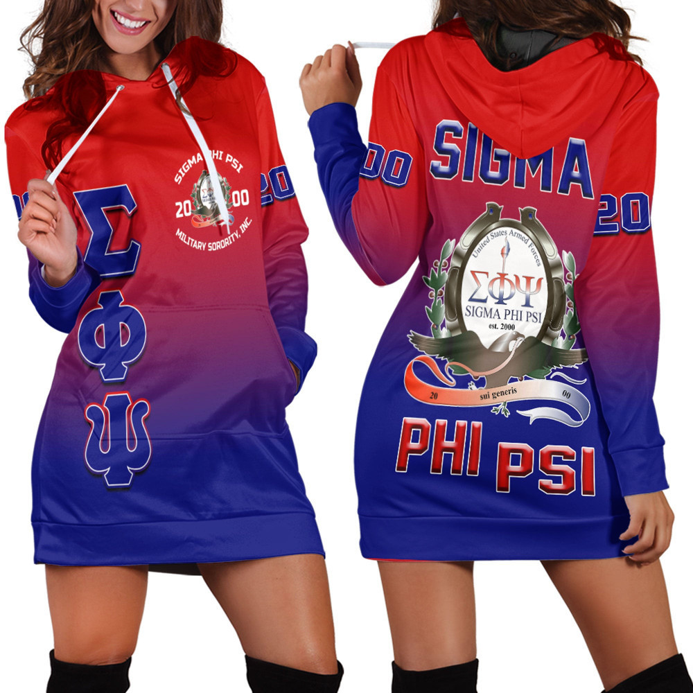 Africa Zone Clothing Sigma Phi Psi Gradient Hoodie Dress For Women